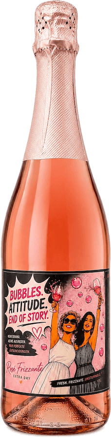 Weinflasche Rosé Frizzante - Bubbles. Attitude. End of Story.